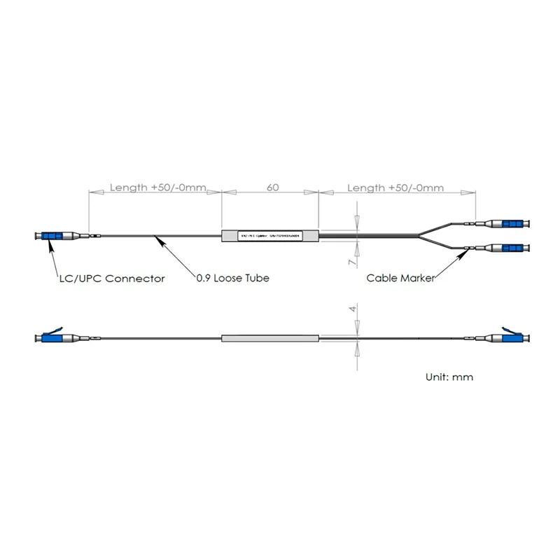 1*2 PLC Splitter met LC/UPC -aansluiting